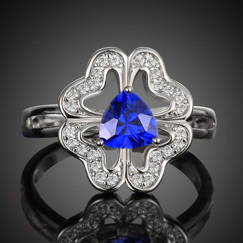 Wholesale Classic Platinum Plant White Rhinestone flower Ring For Women Temperament Jewelry Accessories Gift TGGPR206 1