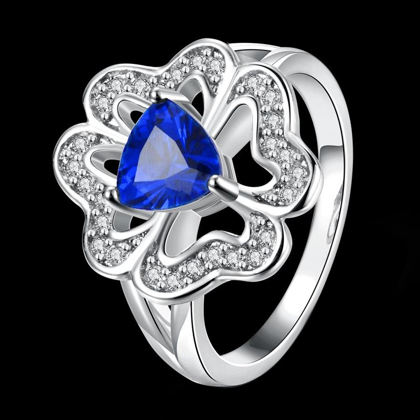 Wholesale Classic Platinum Plant White Rhinestone flower Ring For Women Temperament Jewelry Accessories Gift TGGPR206 5