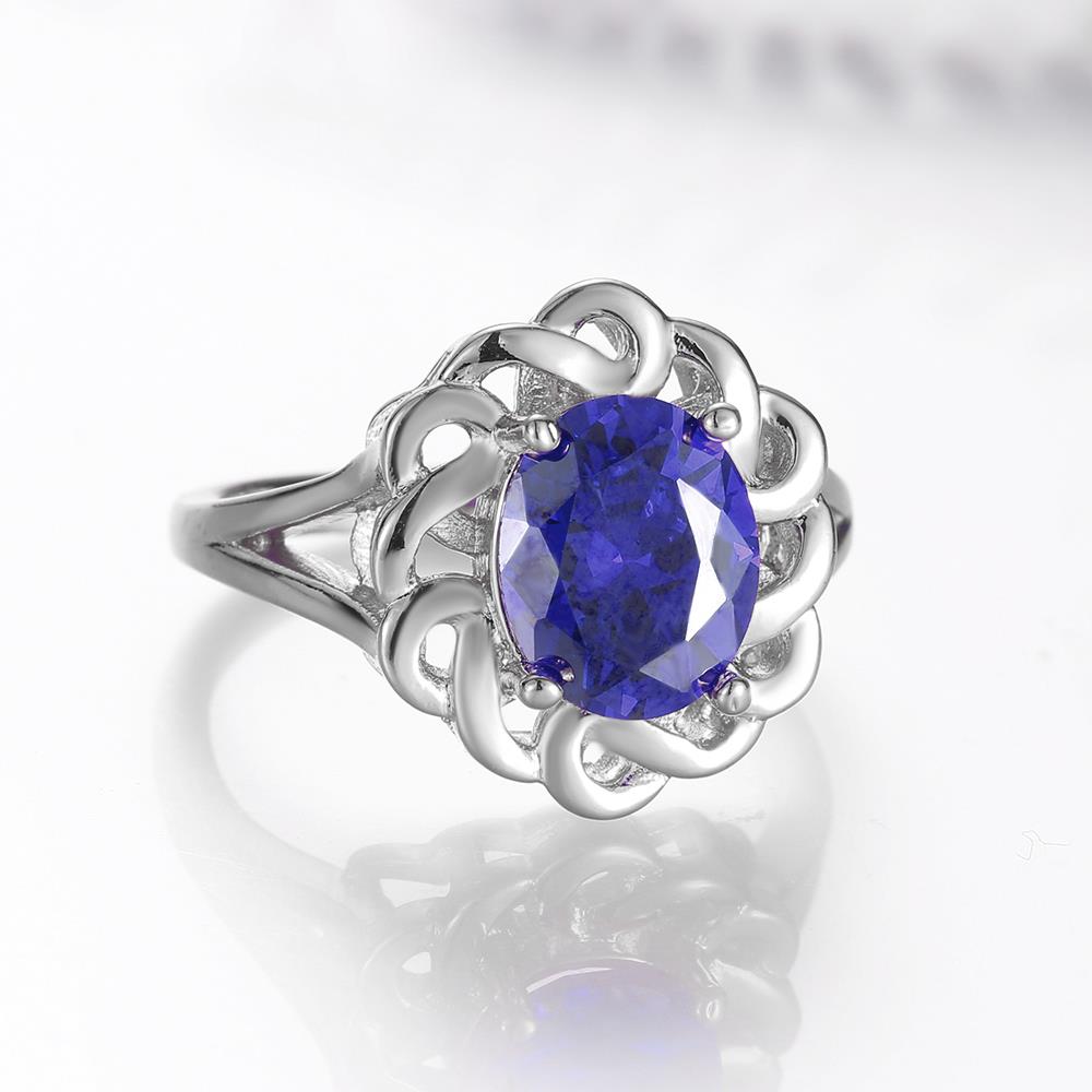 Wholesale Romantic classic Platinum Plant big blue diamond CZ Ring Luxury Female Jewelry Wedding Hot Rings TGGPR248 1