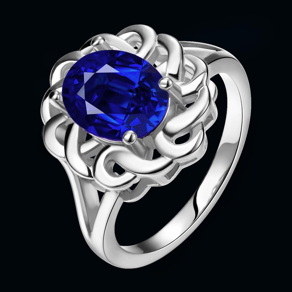 Wholesale Romantic classic Platinum Plant big blue diamond CZ Ring Luxury Female Jewelry Wedding Hot Rings TGGPR248 2