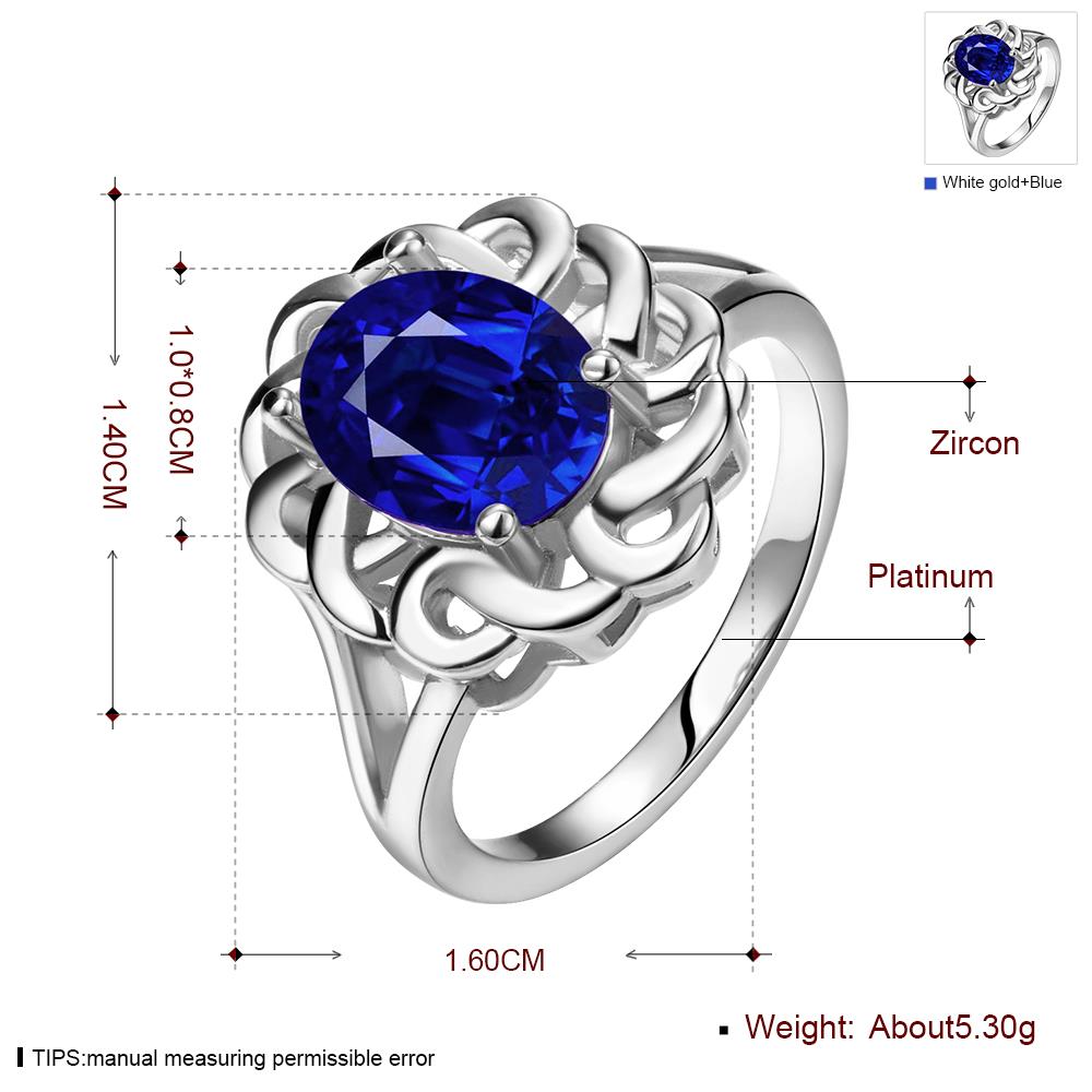 Wholesale Romantic classic Platinum Plant big blue diamond CZ Ring Luxury Female Jewelry Wedding Hot Rings TGGPR248 3
