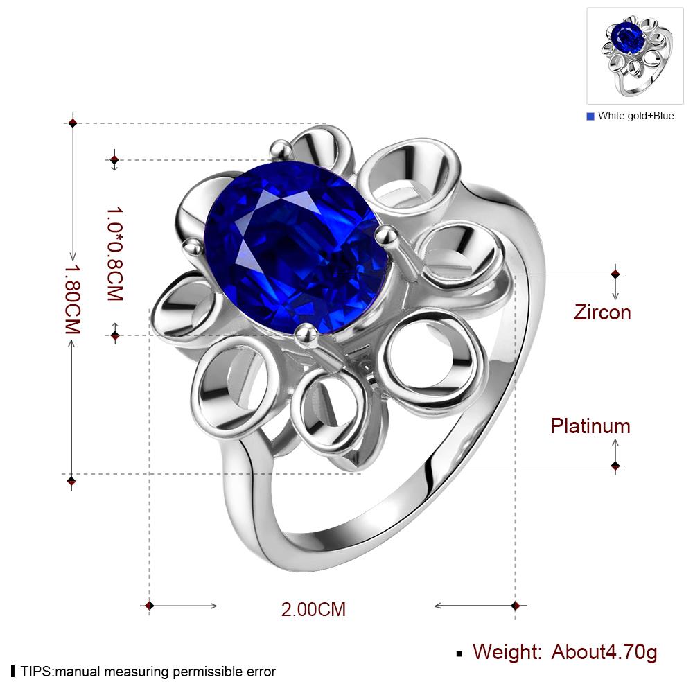 Wholesale Romantic classic Platinum Plant big blue diamond CZ Ring Luxury Female Jewelry Wedding Hot Rings TGGPR268 1