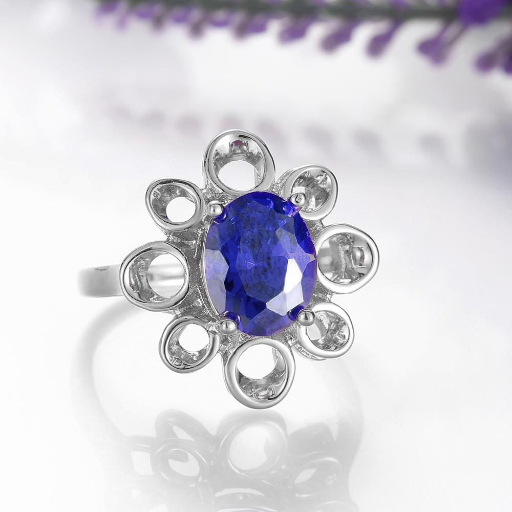 Wholesale Romantic classic Platinum Plant big blue diamond CZ Ring Luxury Female Jewelry Wedding Hot Rings TGGPR268 4