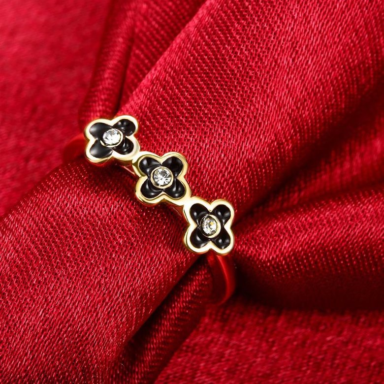 Wholesale Bohemia style 24K Gold Plant flower White Rhinestone Ring delicate jewelry for girl gift TGGPR295 4
