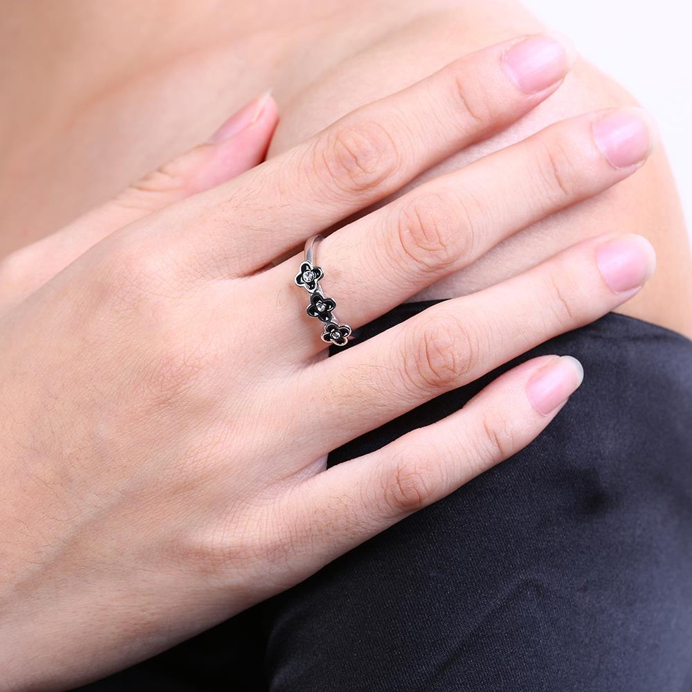 Wholesale Bohemia style  Platinum Plant flower White Rhinestone Ring delicate jewelry for girl gift TGGPR310 1