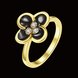 Wholesale Romantic black flower 24K Gold Plant White Rhinestone Ring Fashion Simple Stylish Jewelry TGGPR318 0 small
