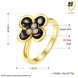 Wholesale Romantic black flower 24K Gold Plant White Rhinestone Ring Fashion Simple Stylish Jewelry TGGPR318 1 small
