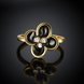 Wholesale Romantic black flower 24K Gold Plant White Rhinestone Ring Fashion Simple Stylish Jewelry TGGPR318 2 small