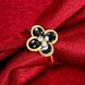 Wholesale Romantic black flower 24K Gold Plant White Rhinestone Ring Fashion Simple Stylish Jewelry TGGPR318 4 small