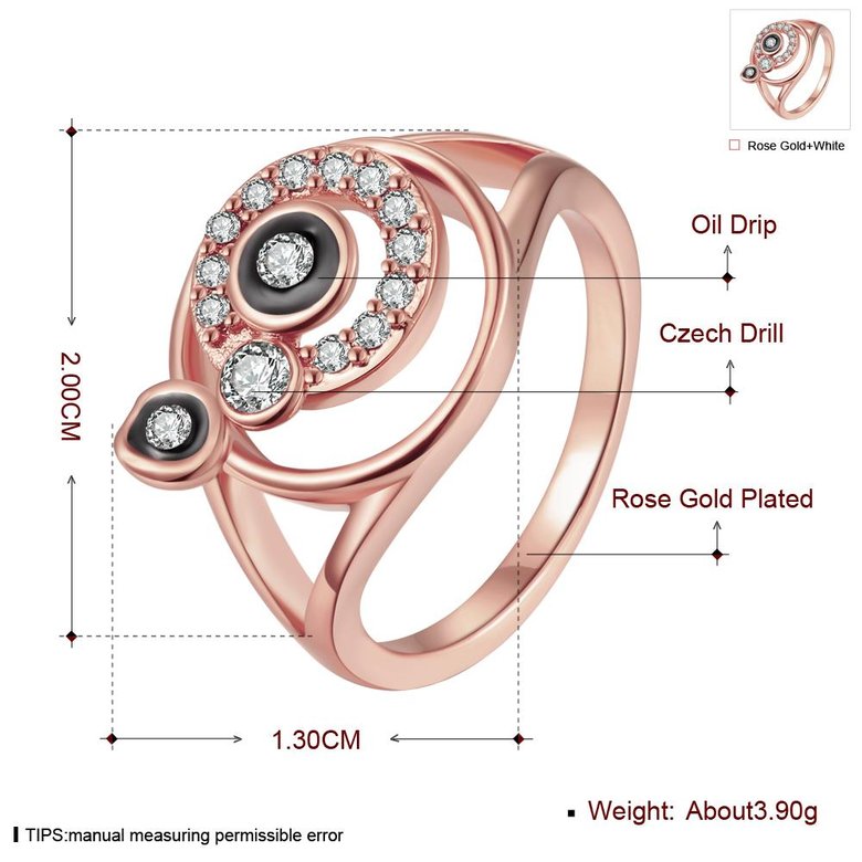 Wholesale Bohemia Rose Gold Round White Rhinestone Ring  Vintage Bridal Round Engagement Ring TGGPR346 1