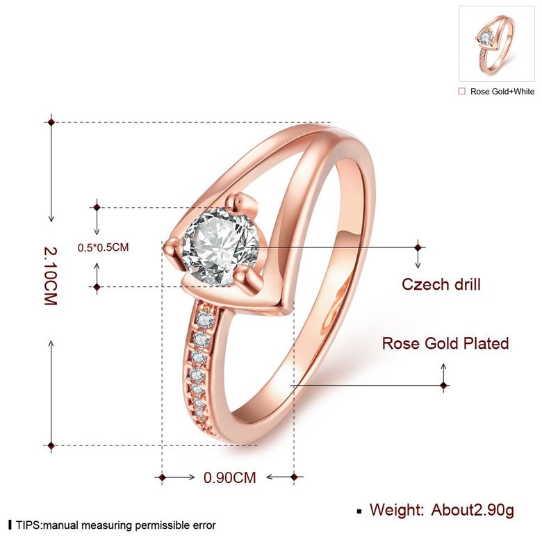 Wholesale Trendy Luxury  Design rose gold Geometric White CZ Ring  Vintage Bridal Round Engagement Ring TGGPR367 0