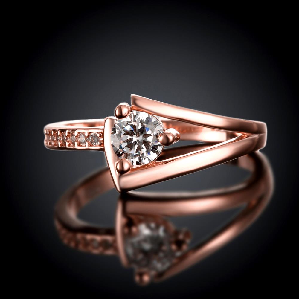 Wholesale Trendy Luxury  Design rose gold Geometric White CZ Ring  Vintage Bridal Round Engagement Ring TGGPR367 1