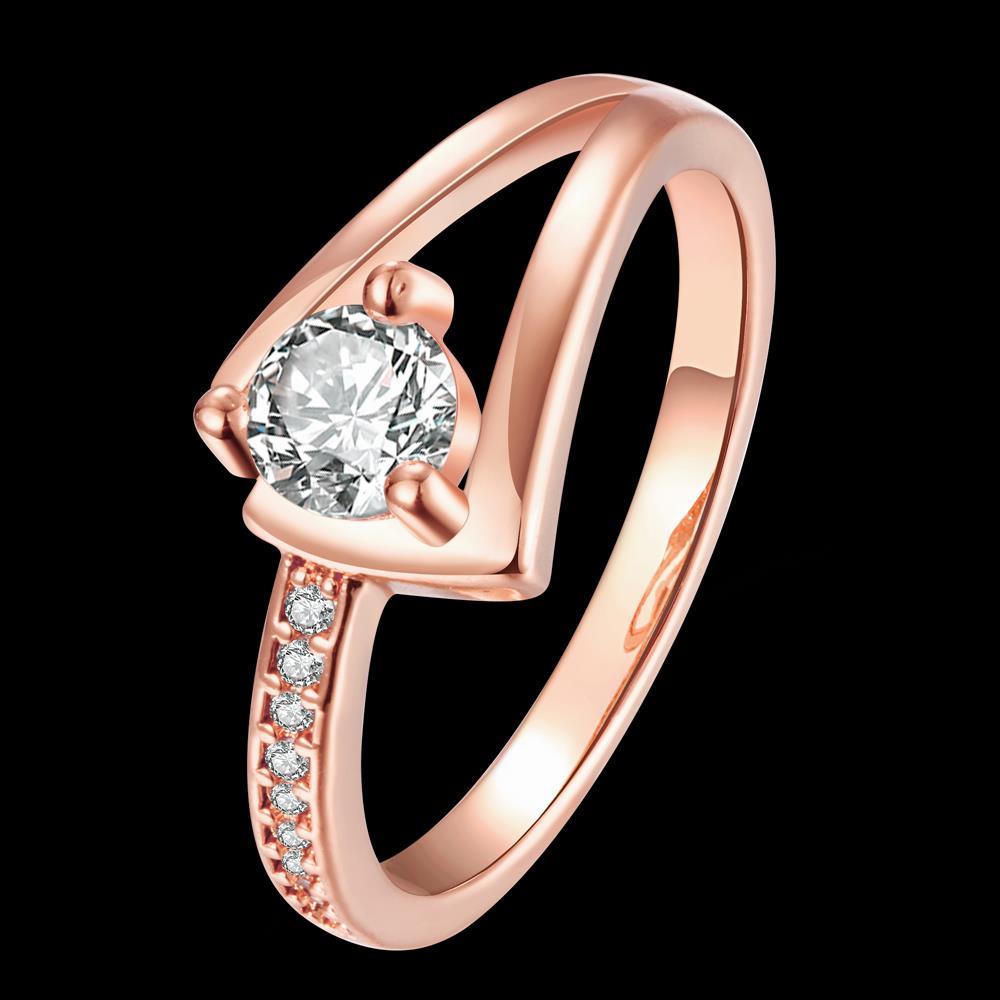Wholesale Trendy Luxury  Design rose gold Geometric White CZ Ring  Vintage Bridal Round Engagement Ring TGGPR367 5