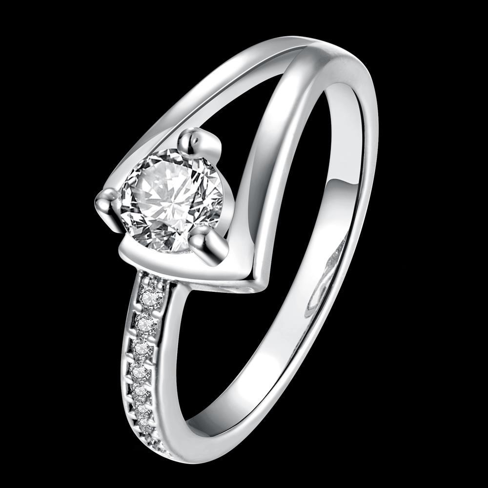 Wholesale Trendy  Classic Platinum Plant White Rhinestone Ring Simple Stylish Jewelry for girl  TGGPR374 0
