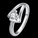 Wholesale Trendy  Classic Platinum Plant White Rhinestone Ring Simple Stylish Jewelry for girl  TGGPR374 0 small