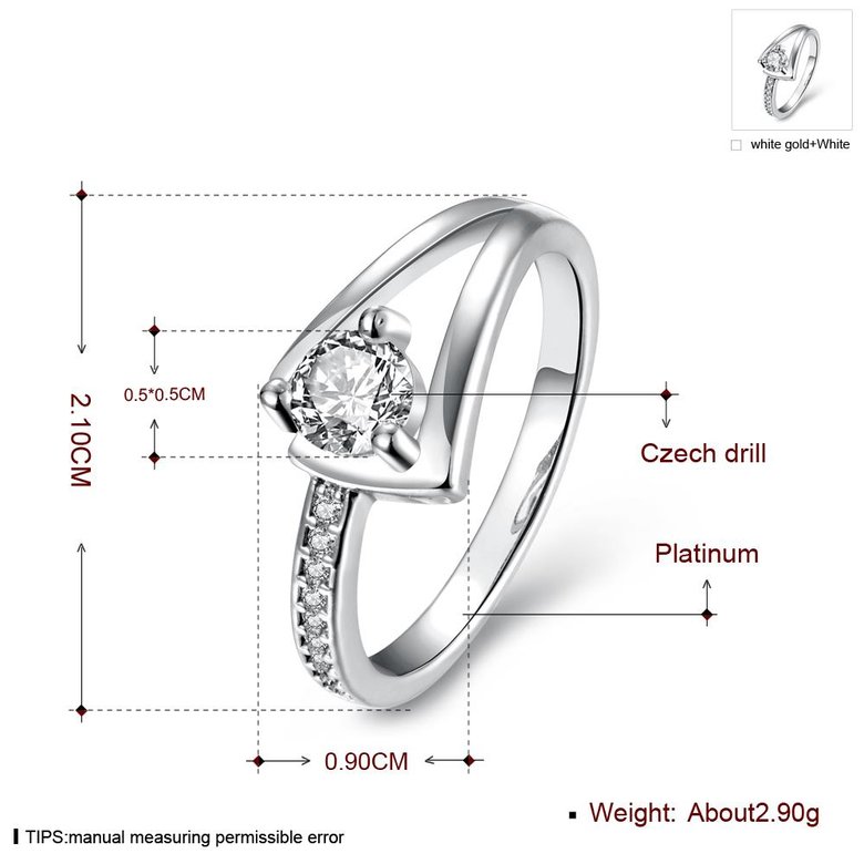 Wholesale Trendy  Classic Platinum Plant White Rhinestone Ring Simple Stylish Jewelry for girl  TGGPR374 1