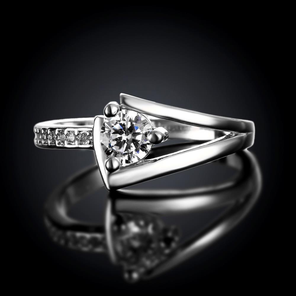 Wholesale Trendy  Classic Platinum Plant White Rhinestone Ring Simple Stylish Jewelry for girl  TGGPR374 2
