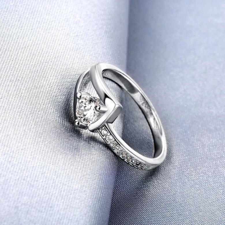 Wholesale Trendy  Classic Platinum Plant White Rhinestone Ring Simple Stylish Jewelry for girl  TGGPR374 3