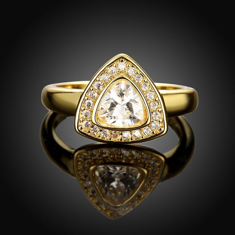 Wholesale Classic Trendy Design 24K gold Geometric White CZ Ring  Vintage Bridal ring Engagement ring jewelry TGGPR381 1