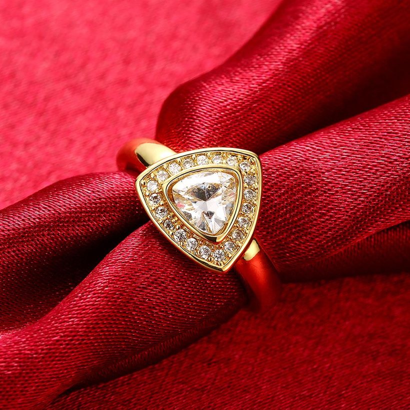 Wholesale Classic Trendy Design 24K gold Geometric White CZ Ring  Vintage Bridal ring Engagement ring jewelry TGGPR381 2