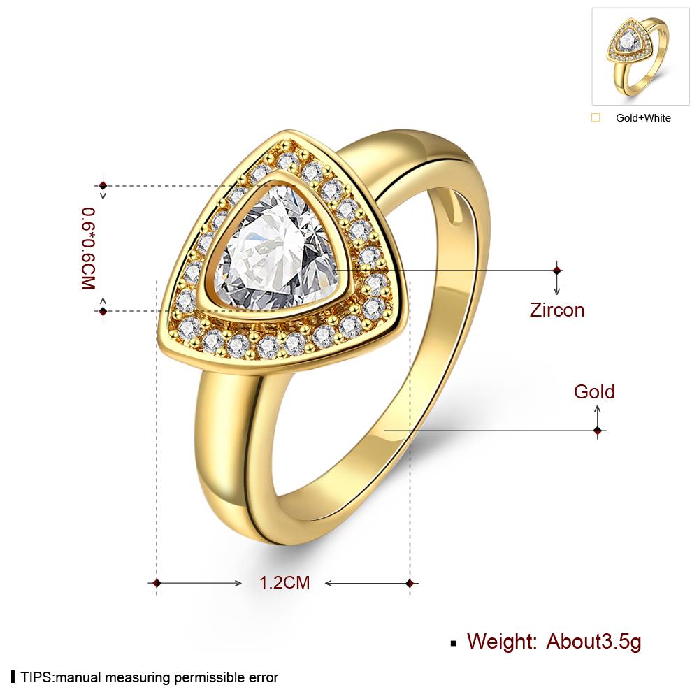 Wholesale Classic Trendy Design 24K gold Geometric White CZ Ring  Vintage Bridal ring Engagement ring jewelry TGGPR381 5
