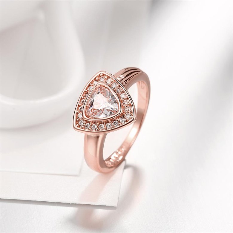 Wholesale Classic Rose Gold Geometric Multicolor CZ Ring TGGPR387 1