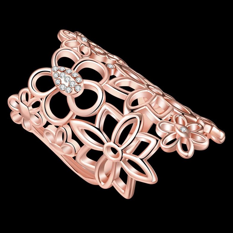 Wholesale Romantic Rose Gold Plant White Rhinestone Ring TGGPR465 1