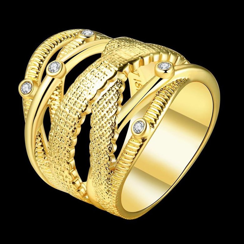 Wholesale Trendy hot sale  Design 24K gold Geometric White CZ Ring  Vintage Bridal ring Engagement ring jewelry TGGPR473 0
