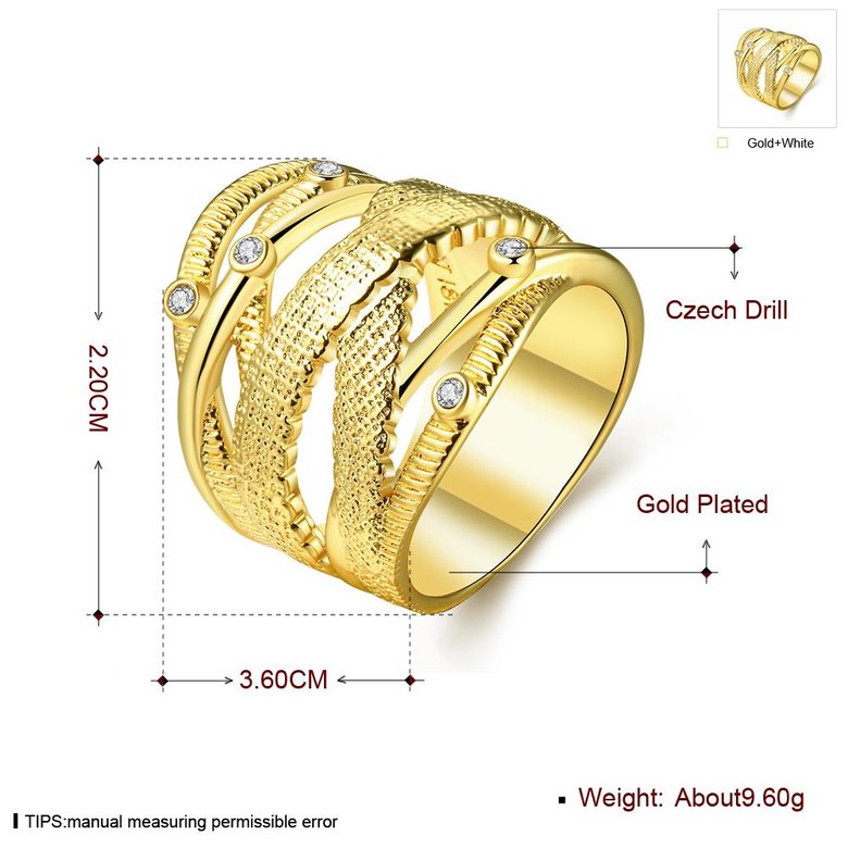 Wholesale Trendy hot sale  Design 24K gold Geometric White CZ Ring  Vintage Bridal ring Engagement ring jewelry TGGPR473 1