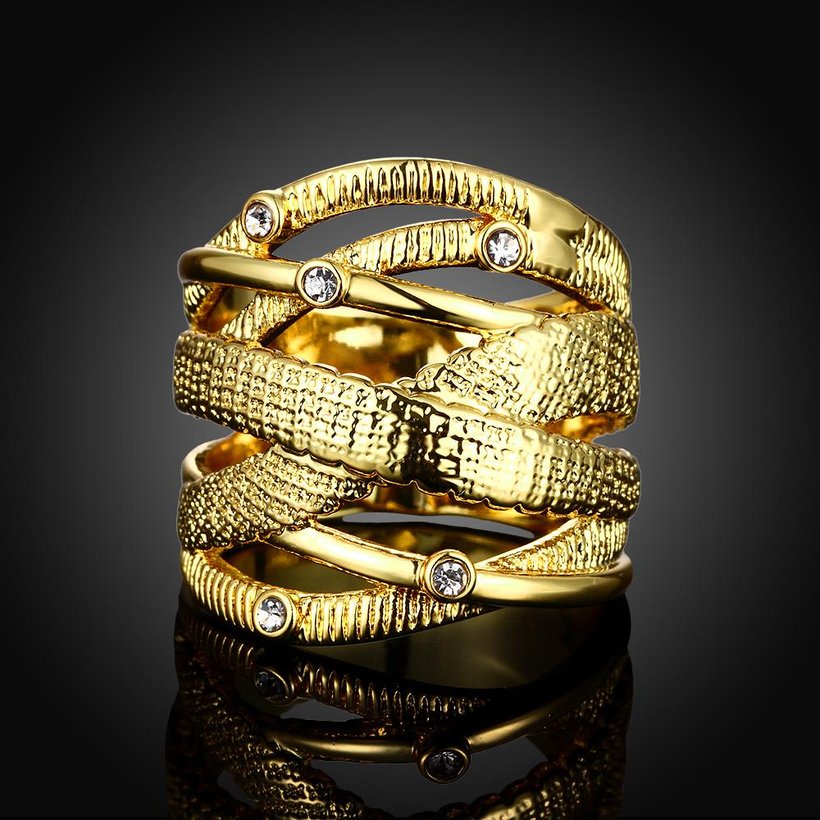 Wholesale Trendy hot sale  Design 24K gold Geometric White CZ Ring  Vintage Bridal ring Engagement ring jewelry TGGPR473 2