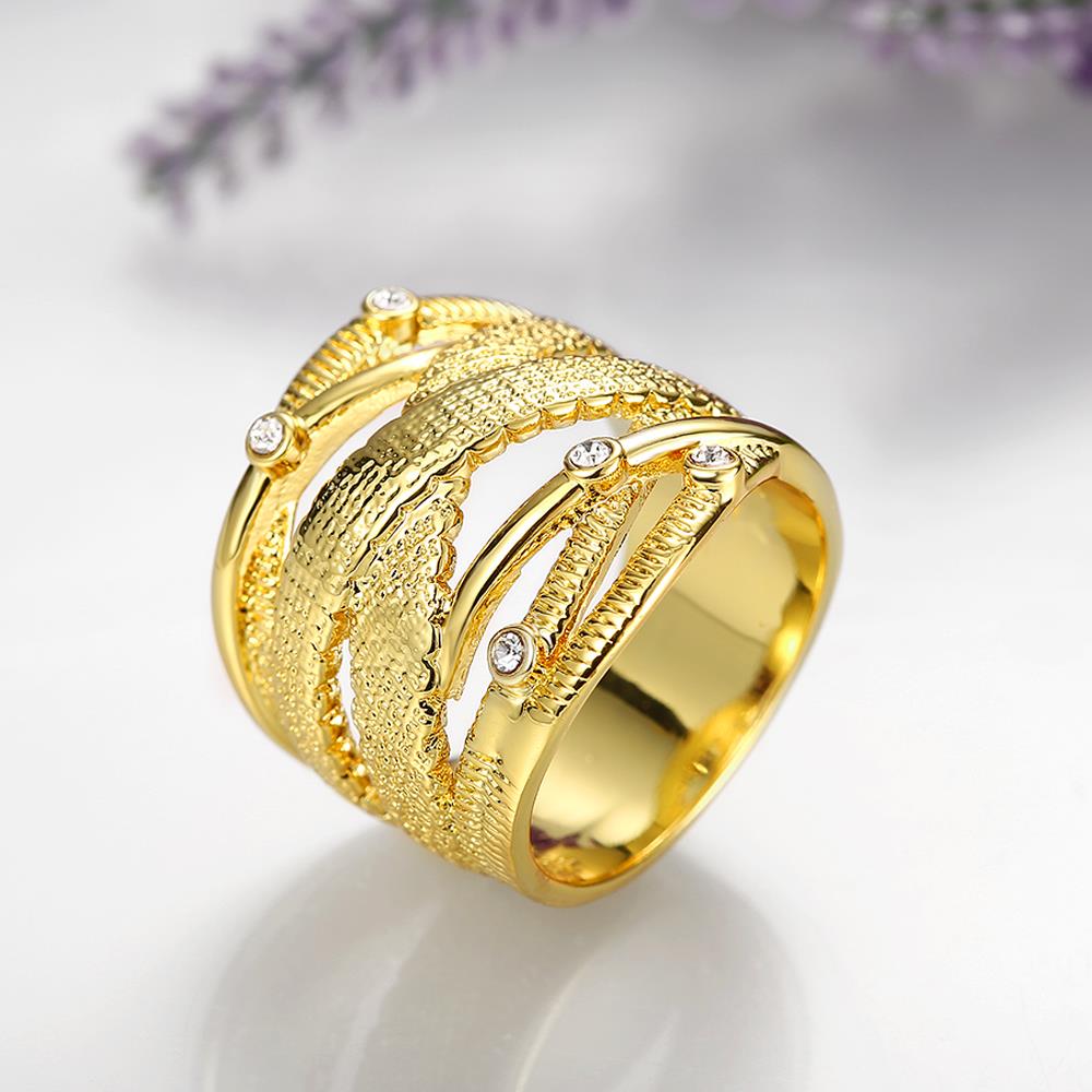 Wholesale Trendy hot sale  Design 24K gold Geometric White CZ Ring  Vintage Bridal ring Engagement ring jewelry TGGPR473 3