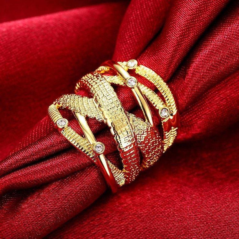 Wholesale Trendy hot sale  Design 24K gold Geometric White CZ Ring  Vintage Bridal ring Engagement ring jewelry TGGPR473 4