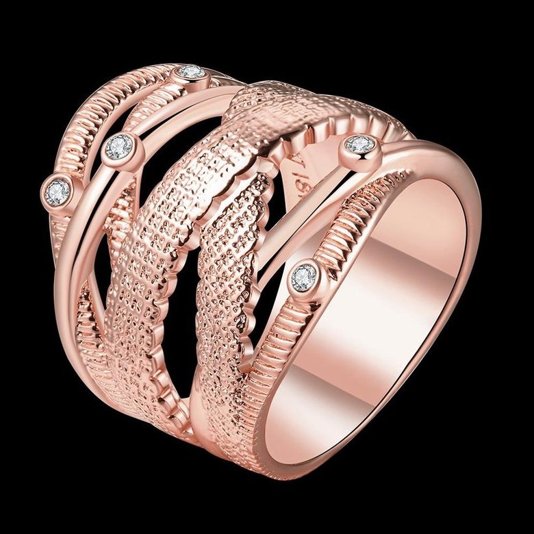 Wholesale Classic Rose Gold Geometric White Rhinestone Ring TGGPR480 0