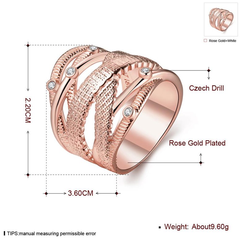 Wholesale Classic Rose Gold Geometric White Rhinestone Ring TGGPR480 1