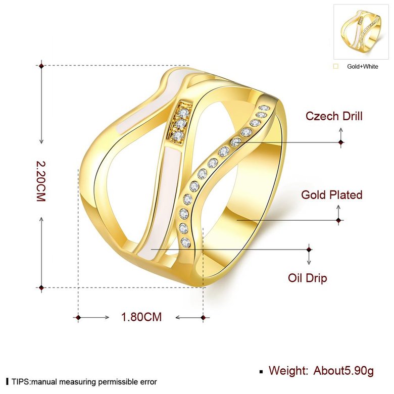 Wholesale Romantic 24K Gold Geometric White Rhinestone Ring TGGPR566 1