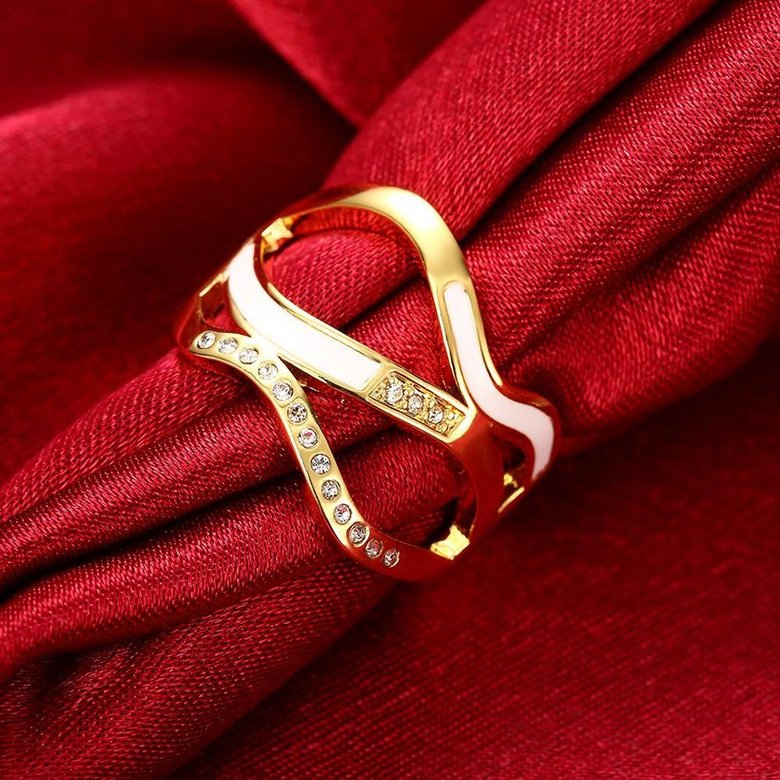 Wholesale Romantic 24K Gold Geometric White Rhinestone Ring TGGPR566 4