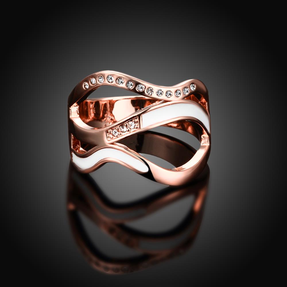 Wholesale Romantic Rose Gold Geometric White Rhinestone Ring  Engagement Ring For Women Gift TGGPR009 0