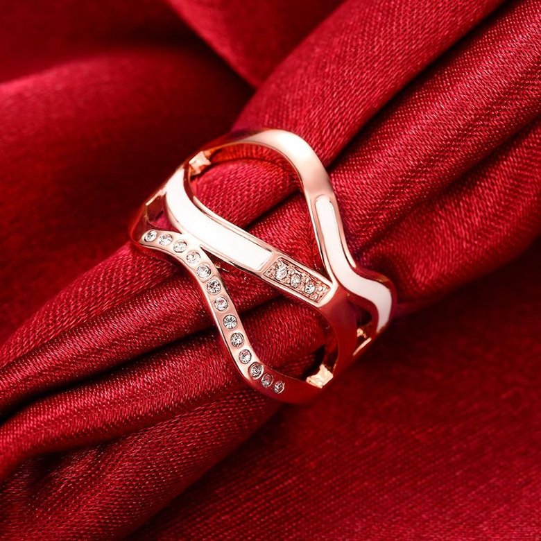 Wholesale Romantic Rose Gold Geometric White Rhinestone Ring  Engagement Ring For Women Gift TGGPR009 2