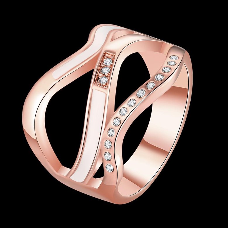 Wholesale Romantic Rose Gold Geometric White Rhinestone Ring  Engagement Ring For Women Gift TGGPR009 4