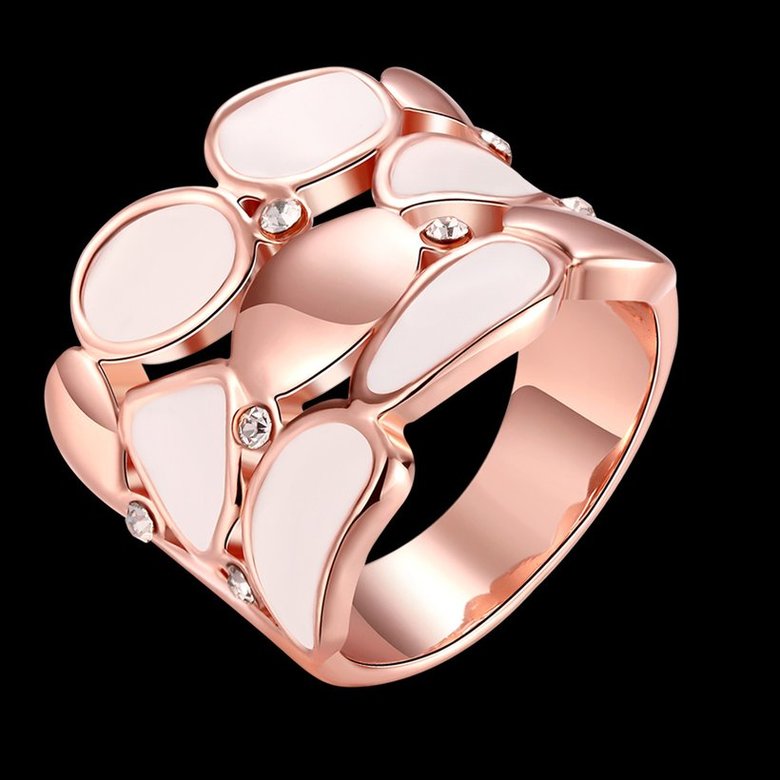 Wholesale Trendy Rose Gold Geometric White Rhinestone Ring TGGPR581 0
