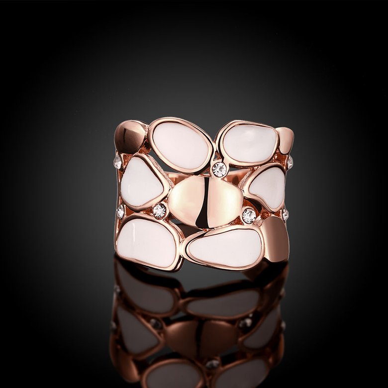 Wholesale Trendy Rose Gold Geometric White Rhinestone Ring TGGPR581 2