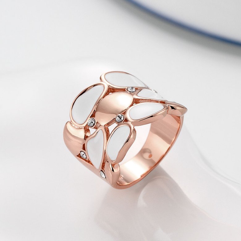 Wholesale Trendy Rose Gold Geometric White Rhinestone Ring TGGPR581 3