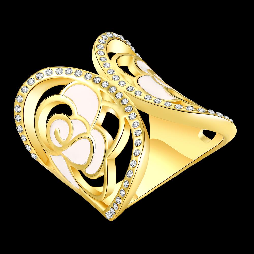 Wholesale Classic 24K Gold Geometric White Rhinestone Ring TGGPR618 5