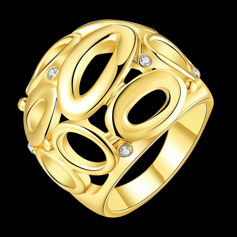 Wholesale Casual/Sporty 24K Gold Geometric White Rhinestone Ring TGGPR774 0