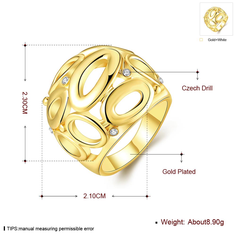 Wholesale Casual/Sporty 24K Gold Geometric White Rhinestone Ring TGGPR774 1