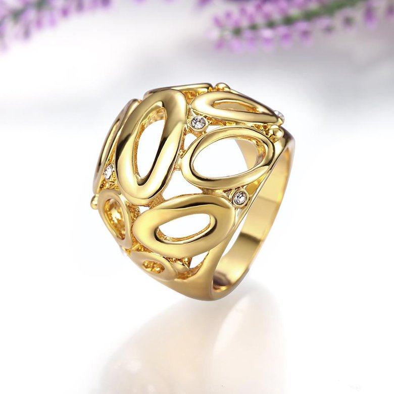 Wholesale Casual/Sporty 24K Gold Geometric White Rhinestone Ring TGGPR774 3