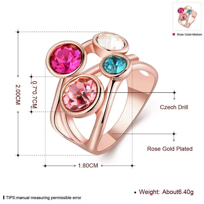 Wholesale New Design Romantic Rose Gold Geometric Multicolor Rhinestone Ring Anniversary Engagement Party Jewelry TGGPR010 0