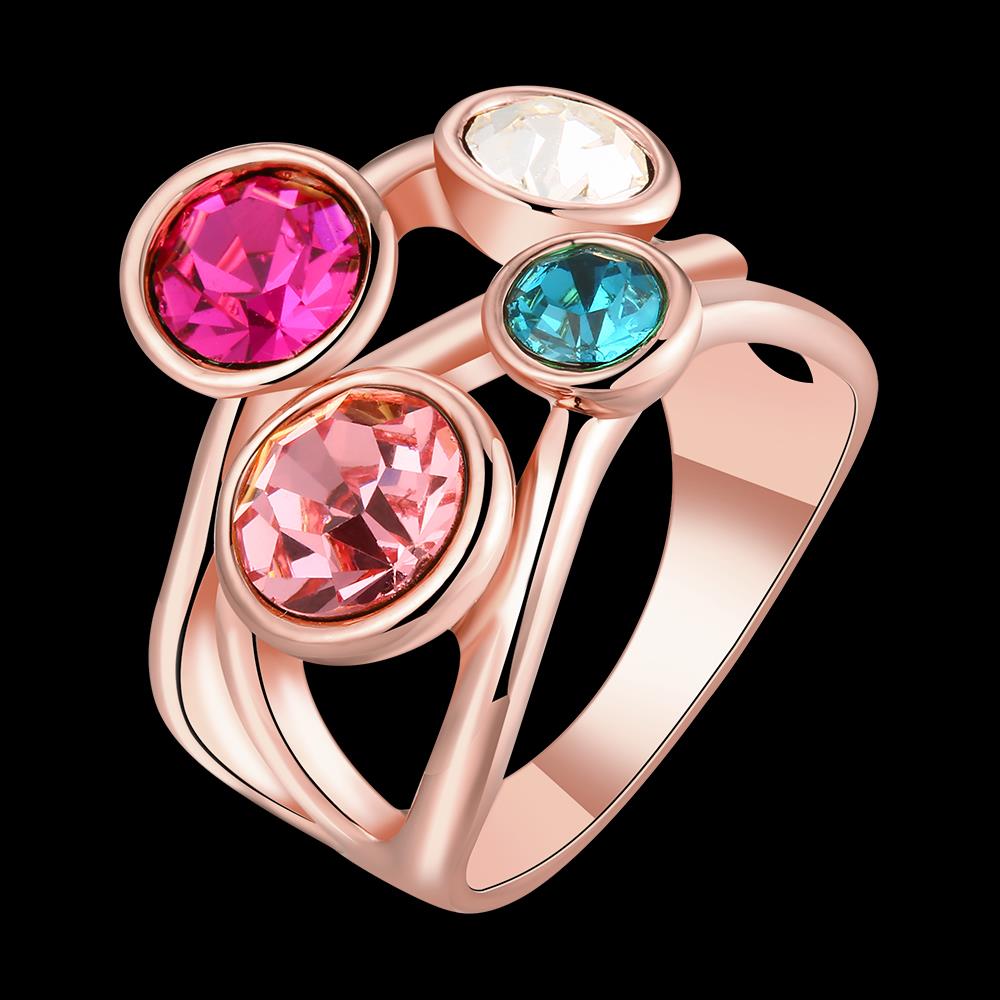 Wholesale New Design Romantic Rose Gold Geometric Multicolor Rhinestone Ring Anniversary Engagement Party Jewelry TGGPR010 2