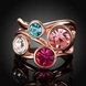 Wholesale New Design Romantic Rose Gold Geometric Multicolor Rhinestone Ring Anniversary Engagement Party Jewelry TGGPR010 3 small