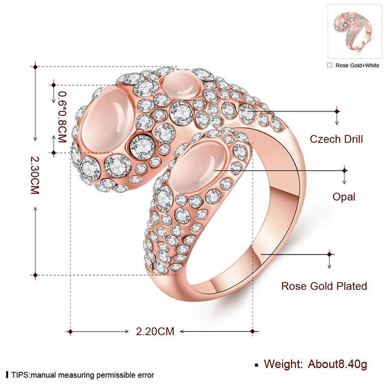 Wholesale Trendy Rose Gold Geometric Multicolor Stone Ring TGGPR889 1